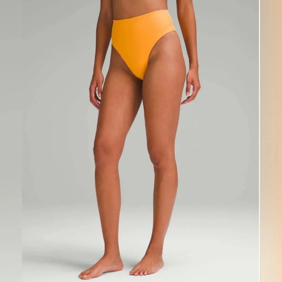 Lululemon NWT Set Ribbed Hi-Waist Skimpy-Fit Swim Bottom & Halter Cross-back Top - Picture 2 of 13